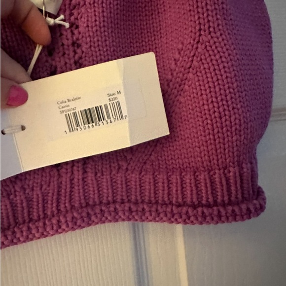 Ulla Johnson Celia Bralette Knit Crop Top Cassis Purple Tank Size M NWT Crochet - Picture 6 of 6